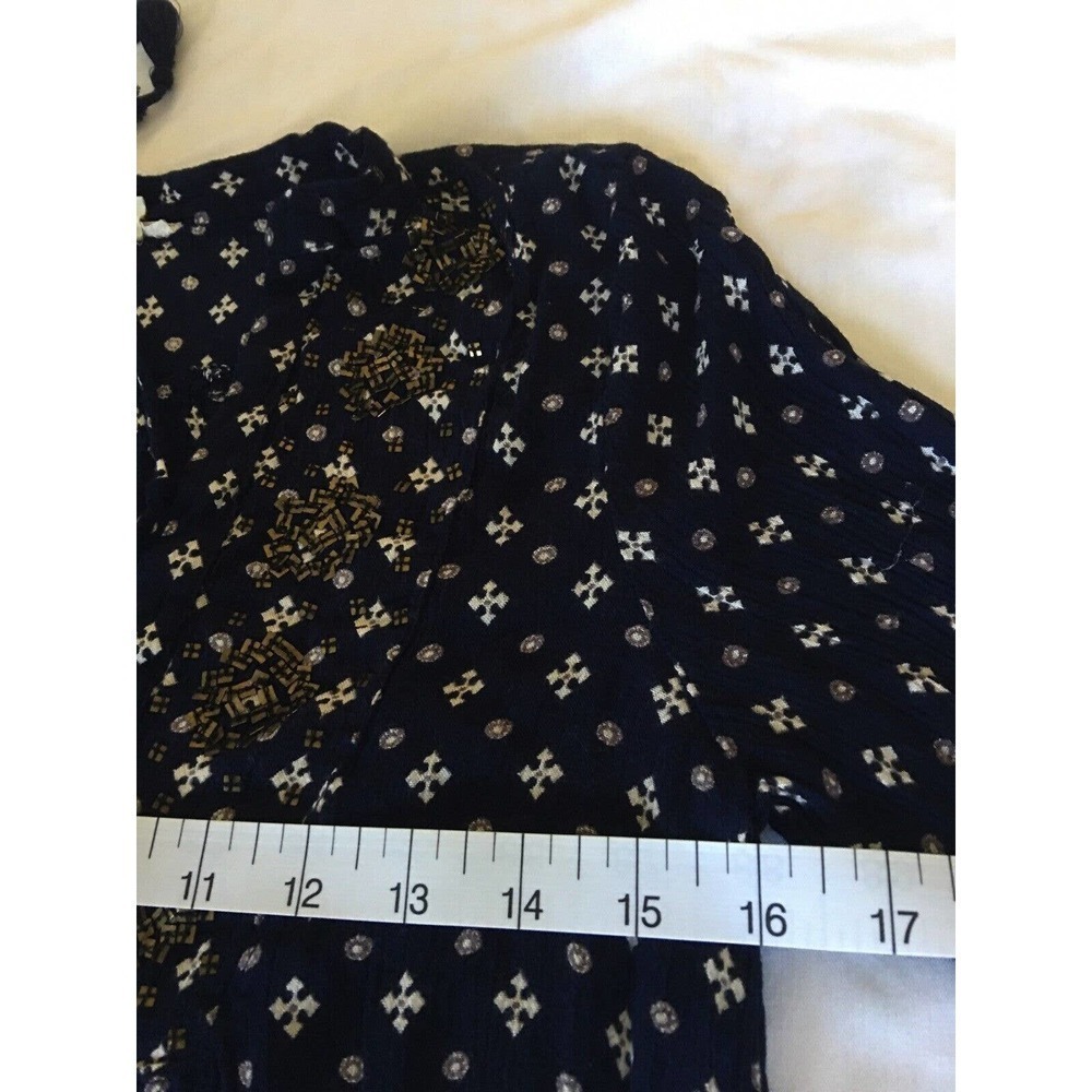 En Creme Small Top Womens Cream Multicolor Boho Peasant Cottagecore Long Sleeve - Picture 9 of 12